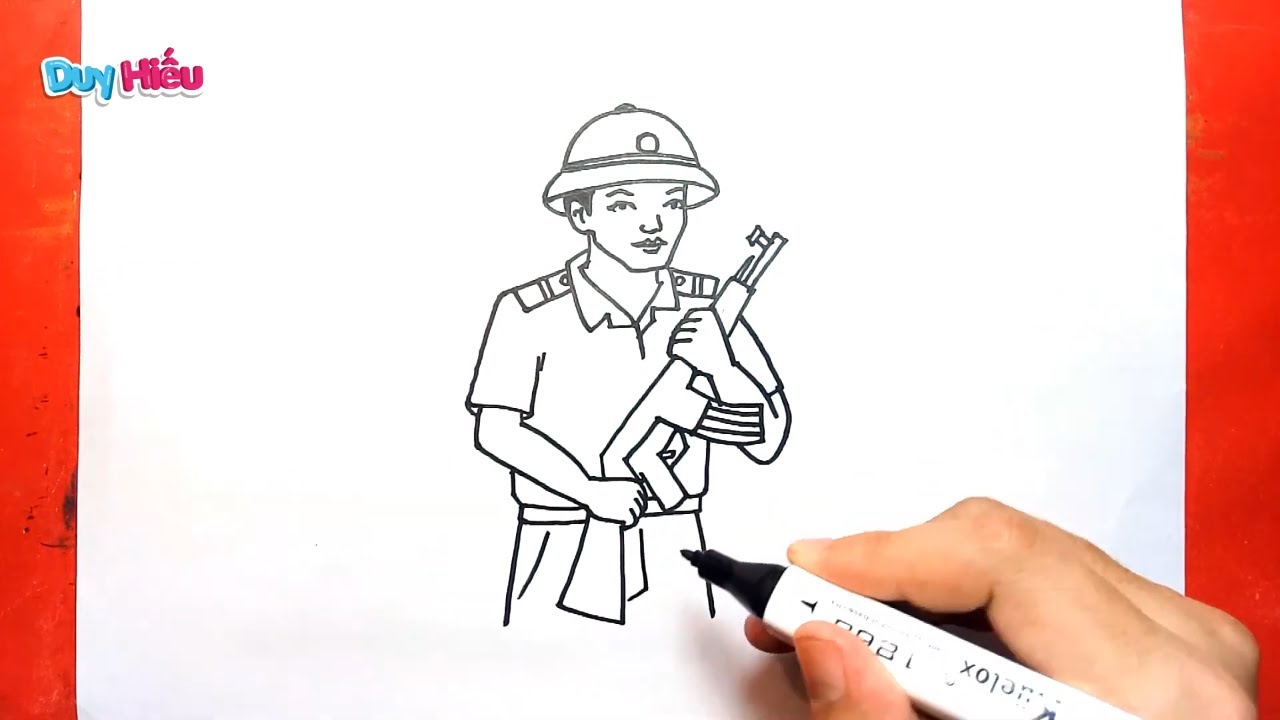 Vẽ Chú Bộ Đội Cầm Súng