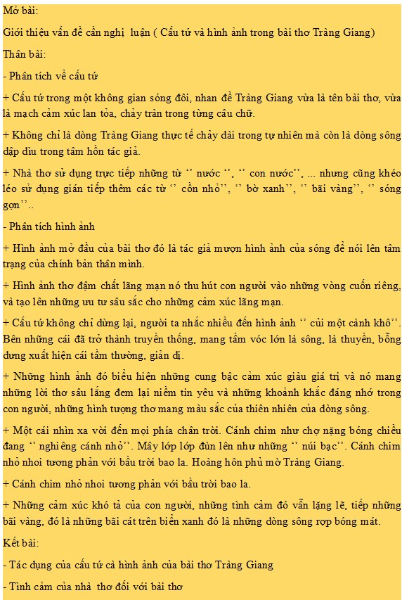 Vẻ đẹp cấu tứ và hình ảnh trong bài thơ Tràng Giang