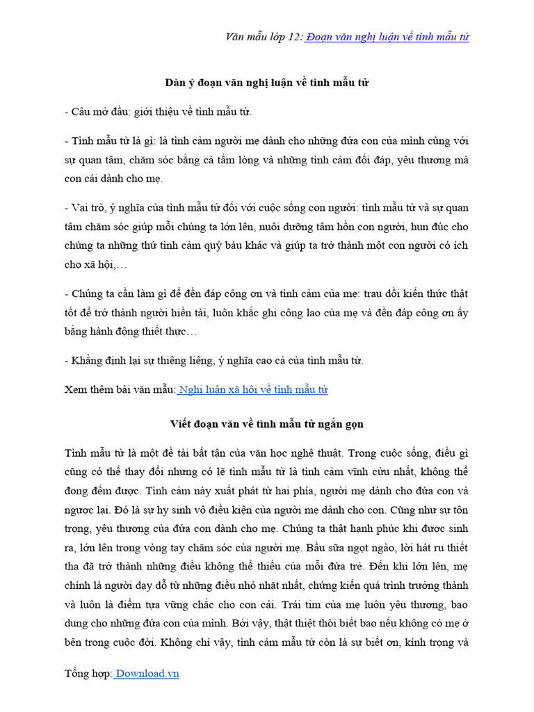 Viết đoạn văn suy nghĩ về tình mẫu tử Gallery 1
