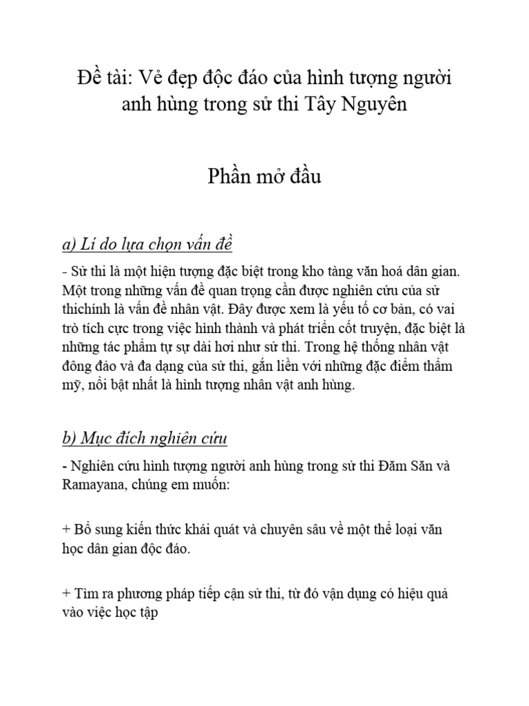 Vẻ đẹp độc đáo của hình tượng người anh hùng trong sử thi Tây Nguyên