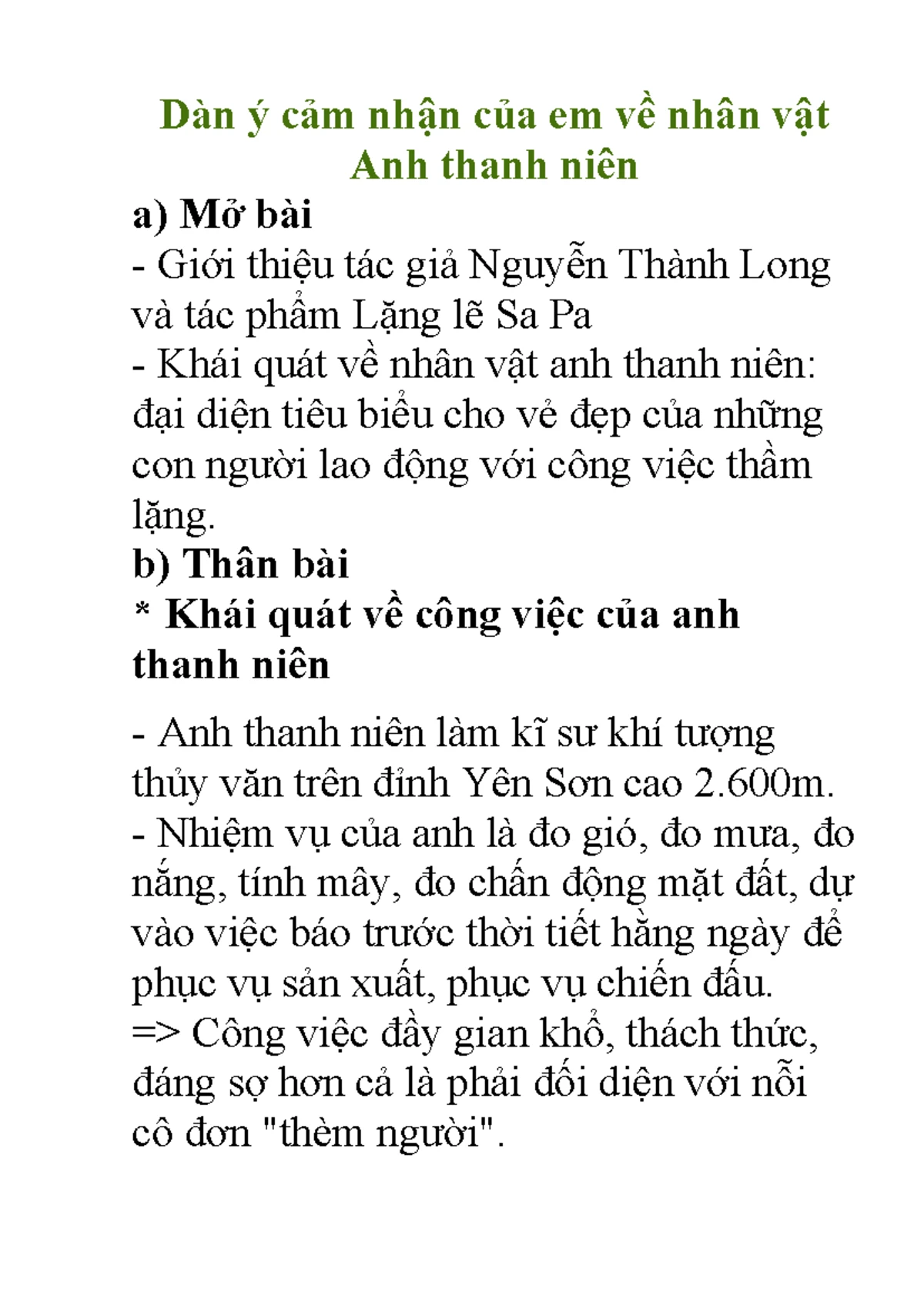 Cảm nhận về nhân vật anh thanh niên trong truyện Lặng lẽ Sa Pa Gallery 2