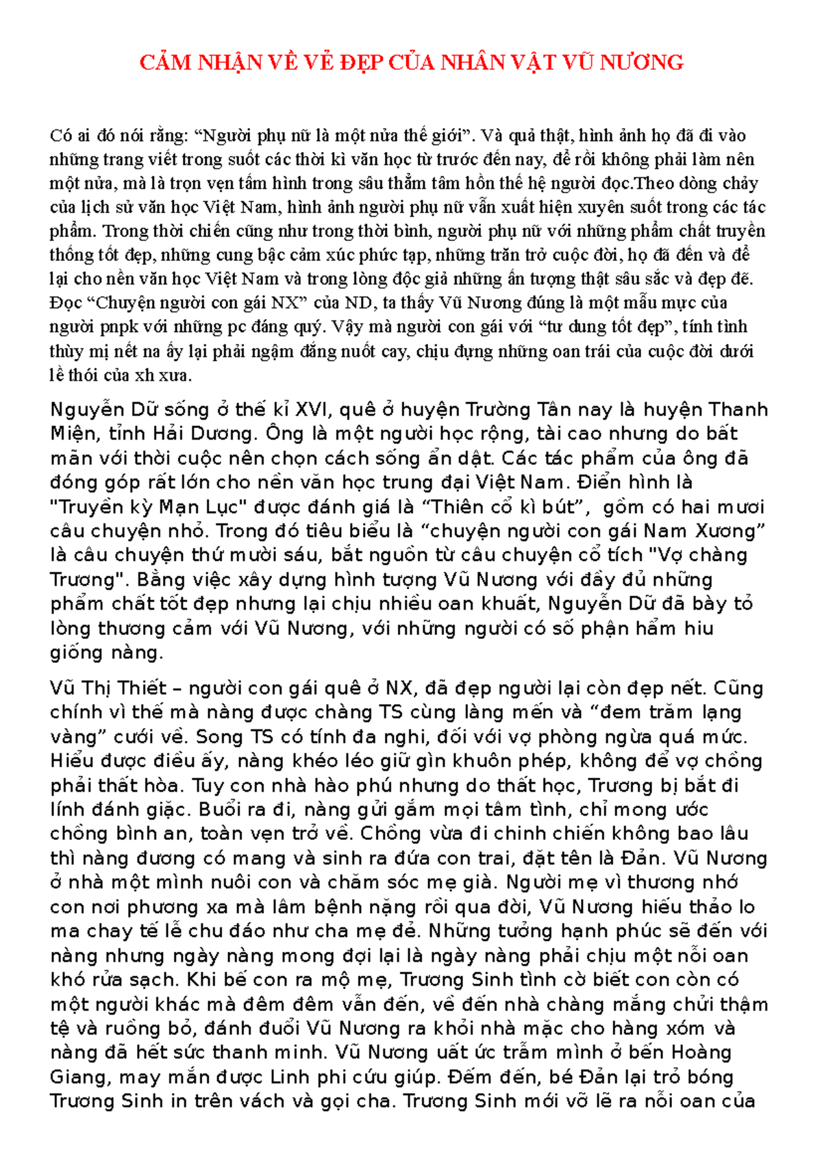 Cảm nhận về Vũ Nương - Người phụ nữ tài sắc vẹn toàn nhưng bạc mệnh Gallery 1
