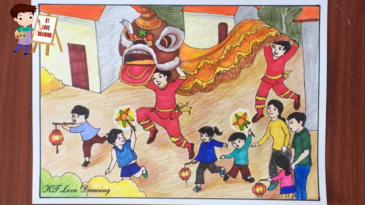 Vẽ tranh Tết Trung thu lớp 8