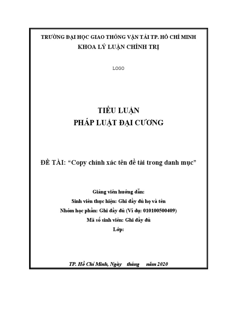 Bài Tiểu Luận Mẫu Của Sinh Viên: Hướng Dẫn & Ví Dụ Gallery 2