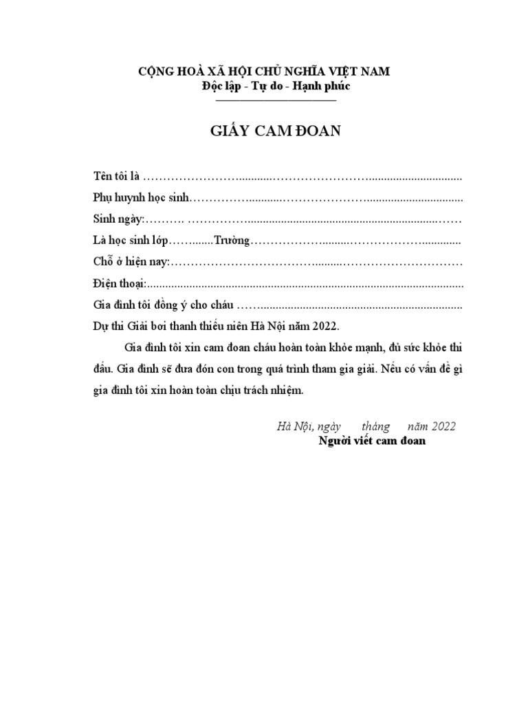 Mẫu Bản Cam Đoan Chuẩn, Đầy Đủ Và Hướng Dẫn Cách Viết Gallery 2