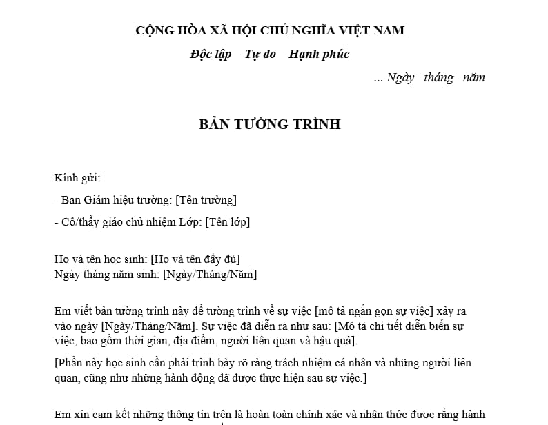 Cách Viết Đơn Tường Trình Chuẩn, Đầy Đủ Gallery 2