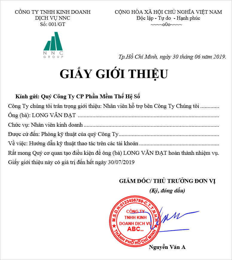 Cách Viết Giấy Giới Thiệu Chuẩn & Đầy Đủ Gallery 2
