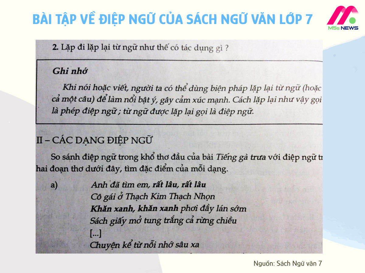 Ví dụ về biện pháp tu từ Điệp Ngữ