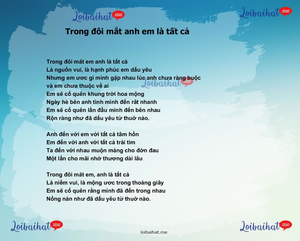 Lời Bài Hát Trong Đôi Mắt Em Anh Là Tất Cả Gallery 2