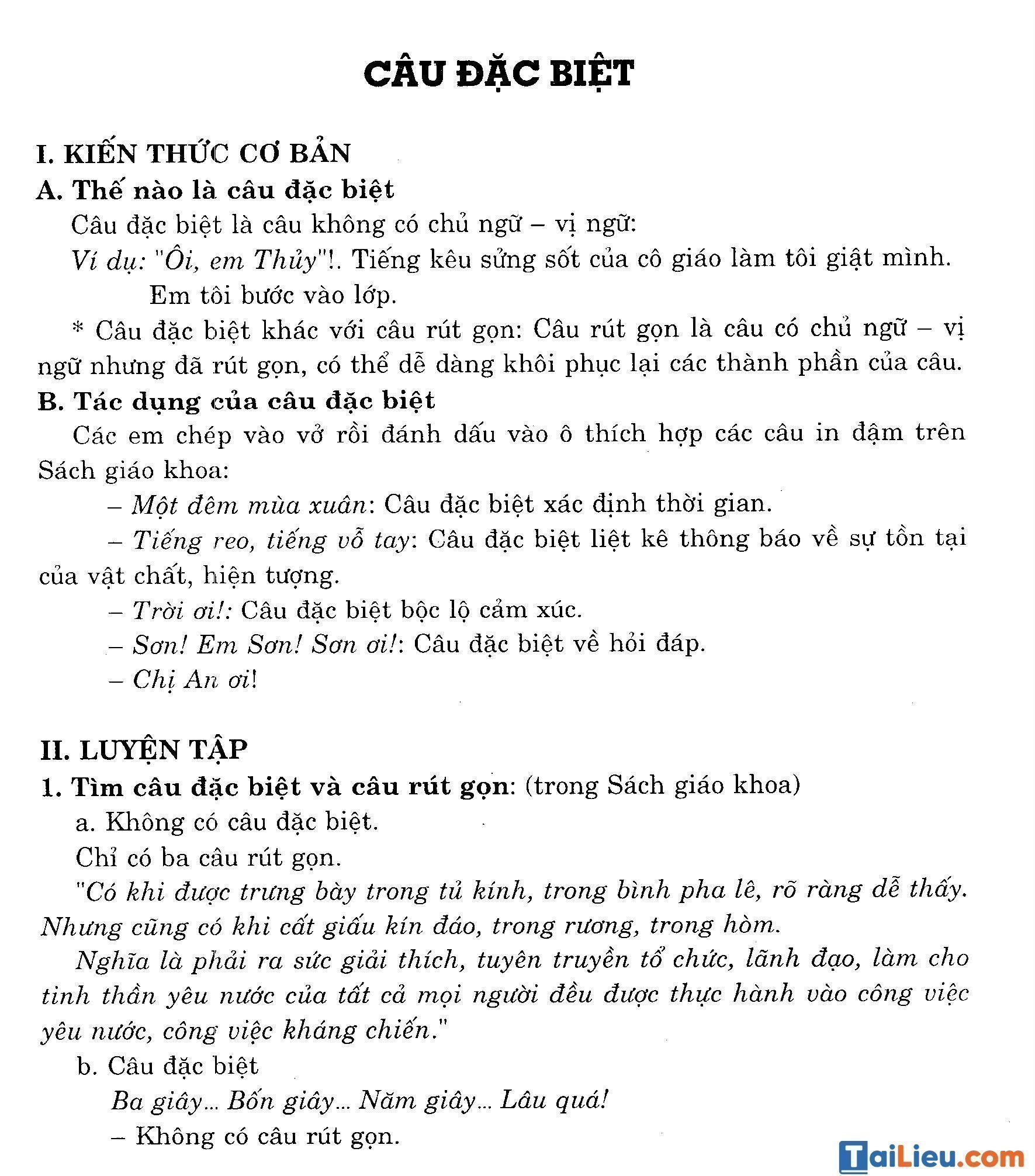 Ví dụ về câu đặc biệt trong Tiếng Việt Gallery 2