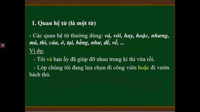 Ví dụ về Quan Hệ Từ trong Tiếng Việt