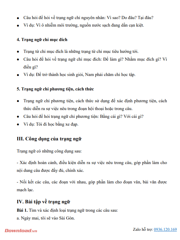 Trạng Ngữ Lớp 6: Định Nghĩa, Ví Dụ và Bài Tập Gallery 2