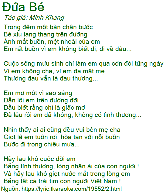 Vì em không cha vì em đã mất mẹ
