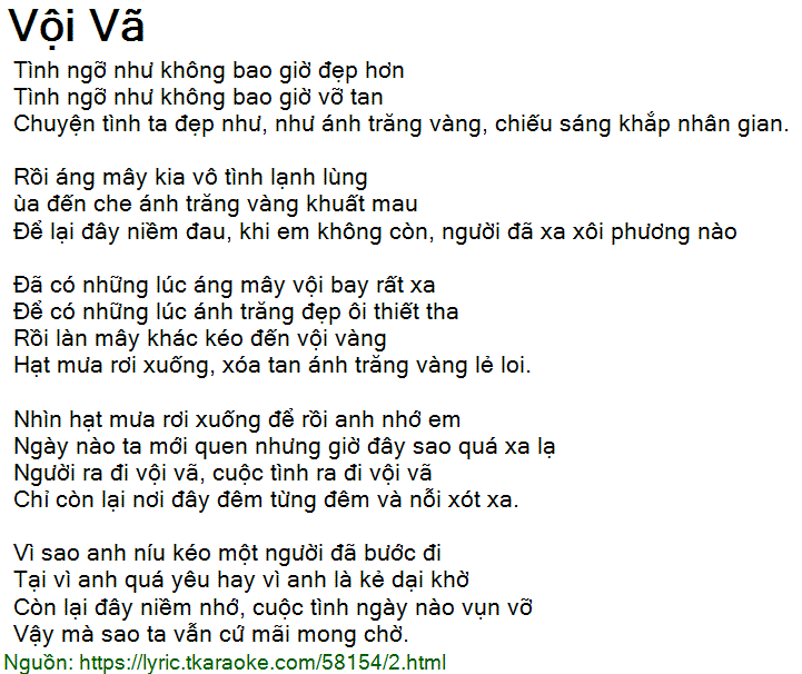 Vì quá ngu si hay vì em đã yêu vội vàng lời?