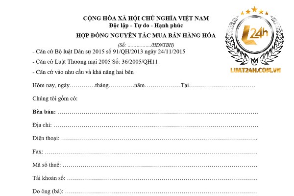 Mẫu Hợp Đồng Nguyên Tắc File Word Gallery 1