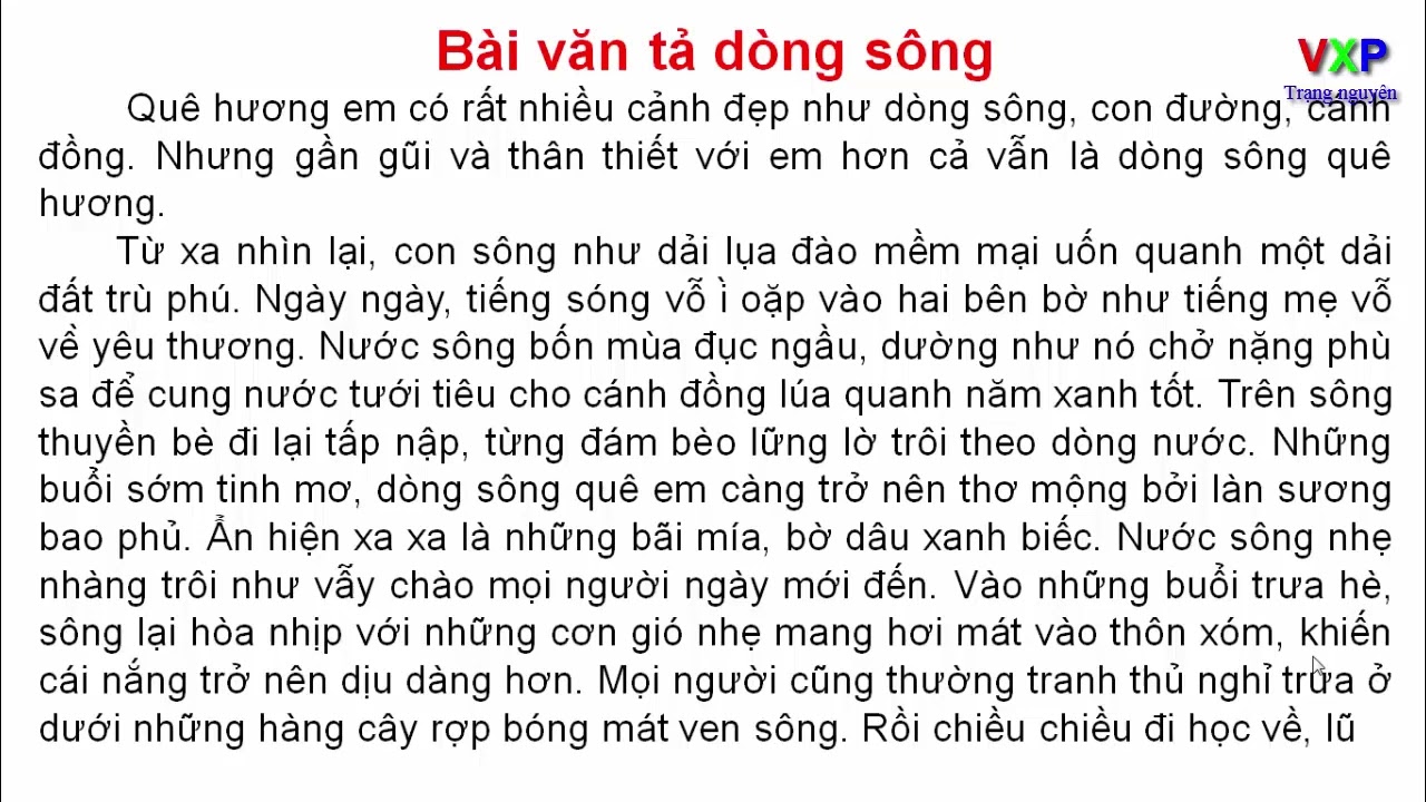 Viết một đoạn văn tả dòng sông quê em