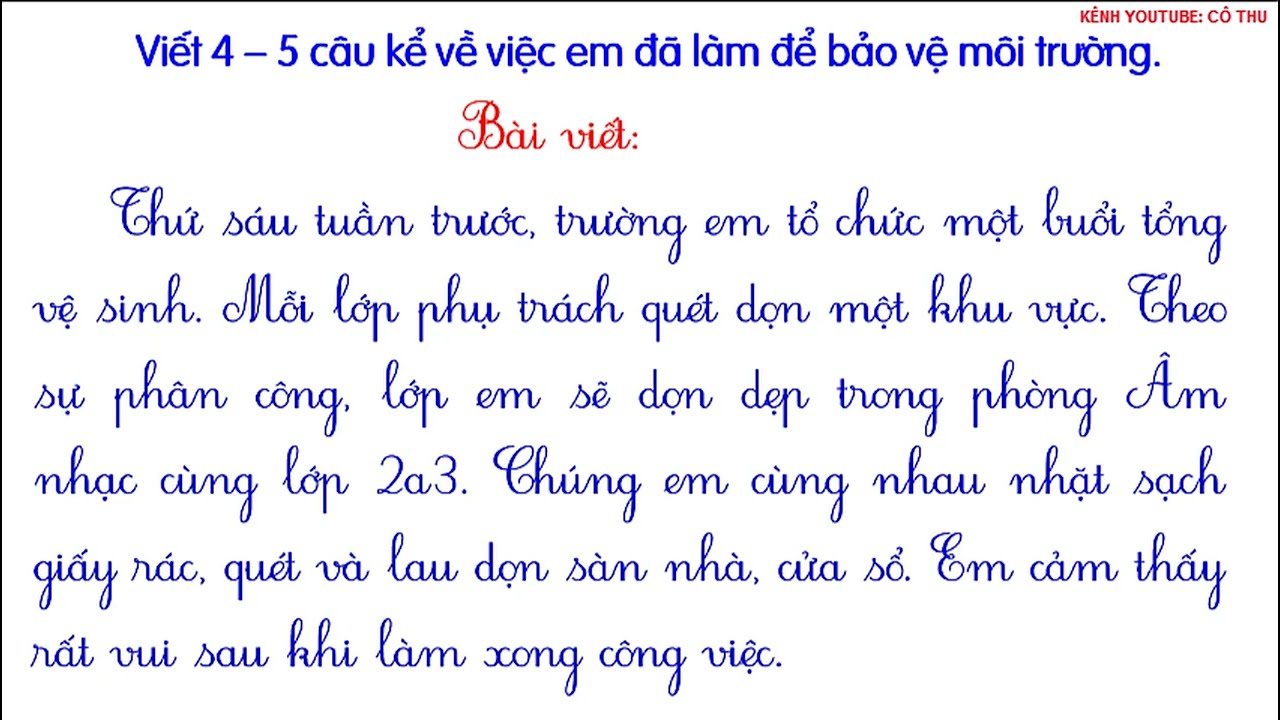 Việc em đã làm để bảo vệ môi trường