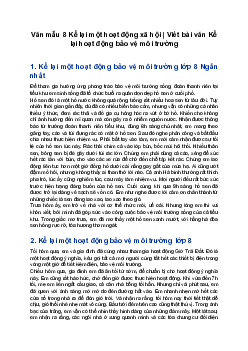 Bài Văn Kể Lại Hoạt Động Xã Hội Bảo Vệ Môi Trường