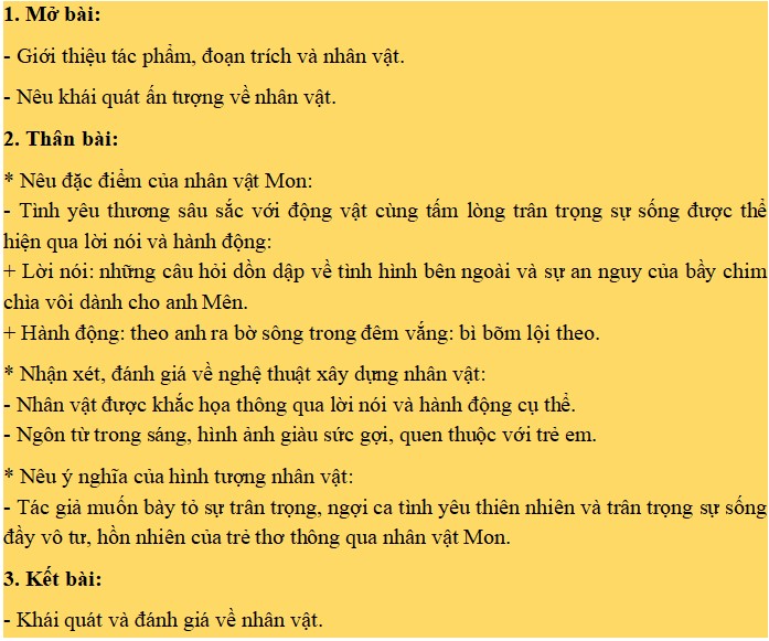 Phân tích đặc điểm nhân vật Mon