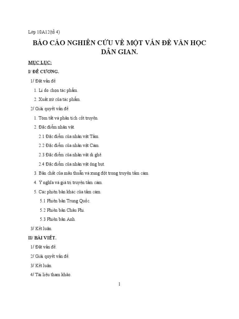 Báo cáo nghiên cứu về truyện cổ tích Tấm Cám