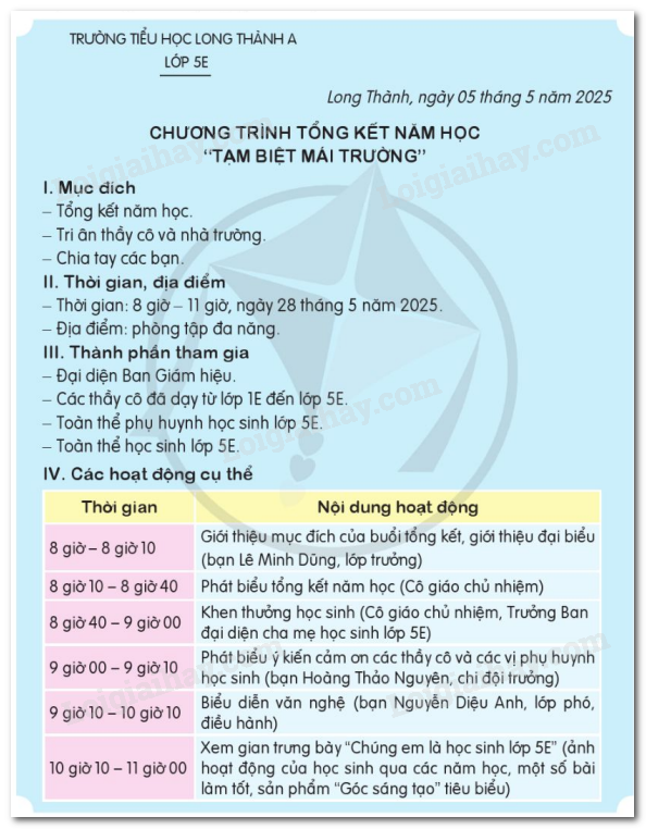 Viết Chương Trình Hoạt Động