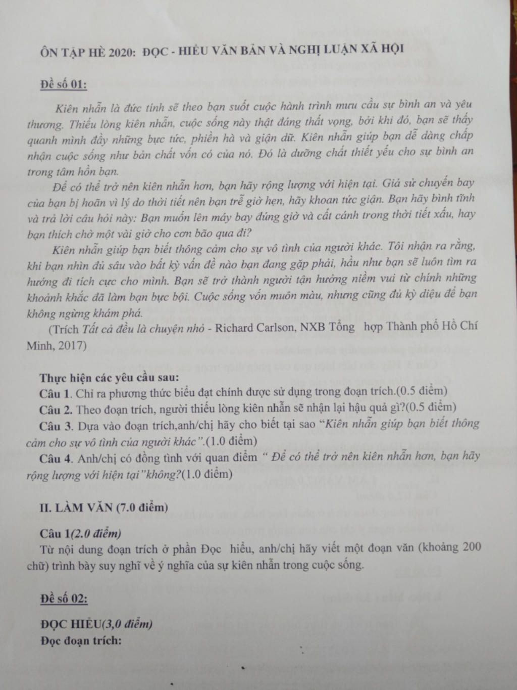 Viết đoạn văn 200 chữ về tính kiên nhẫn