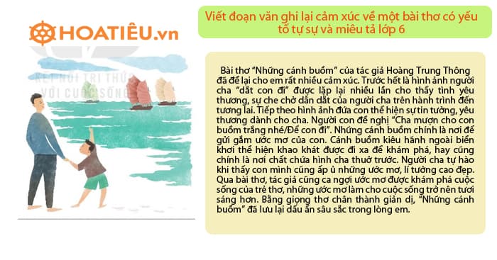 Viết đoạn văn ghi lại cảm xúc về một bài thơ có yếu tố tự sự và miêu tả lớp 6