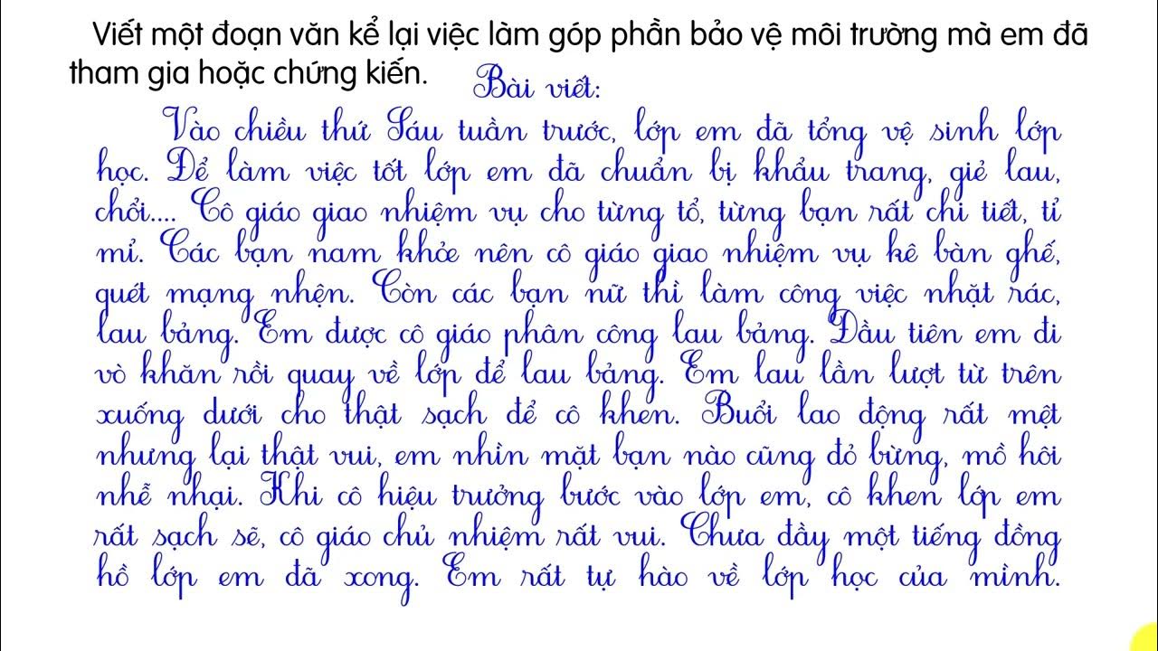 Việc làm góp phần bảo vệ môi trường em đã tham gia