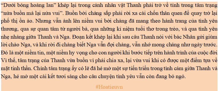 Phân tích tâm trạng nhân vật Thành đoạn cuối truyện