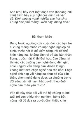 Viết Đoạn Văn Ngắn Về Định Hướng Nghề Nghiệp