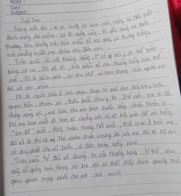 Viết đoạn văn suy nghĩ về tình mẫu tử Gallery 2
