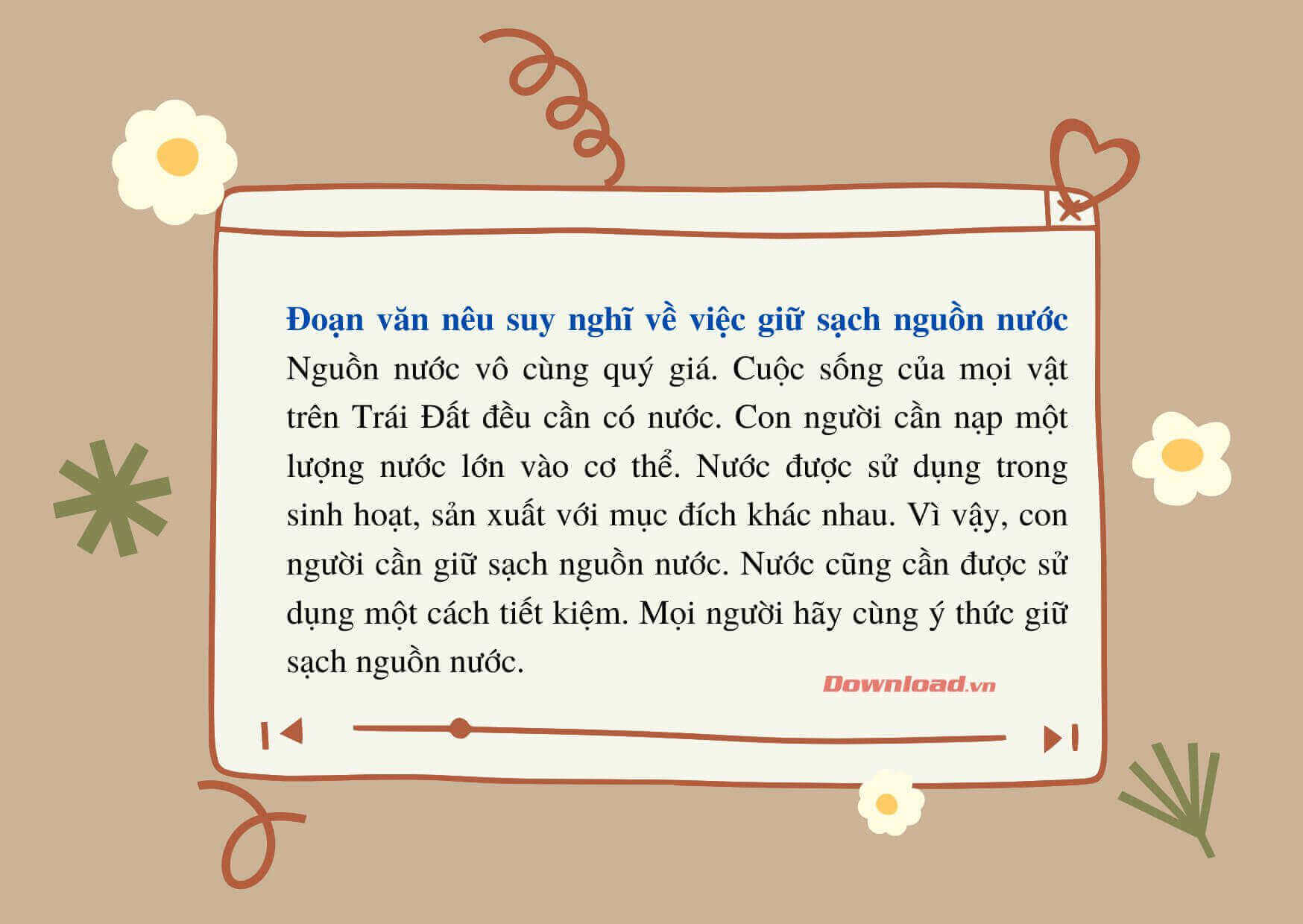 Viết đoạn văn về bảo vệ nguồn nước sạch lớp 3