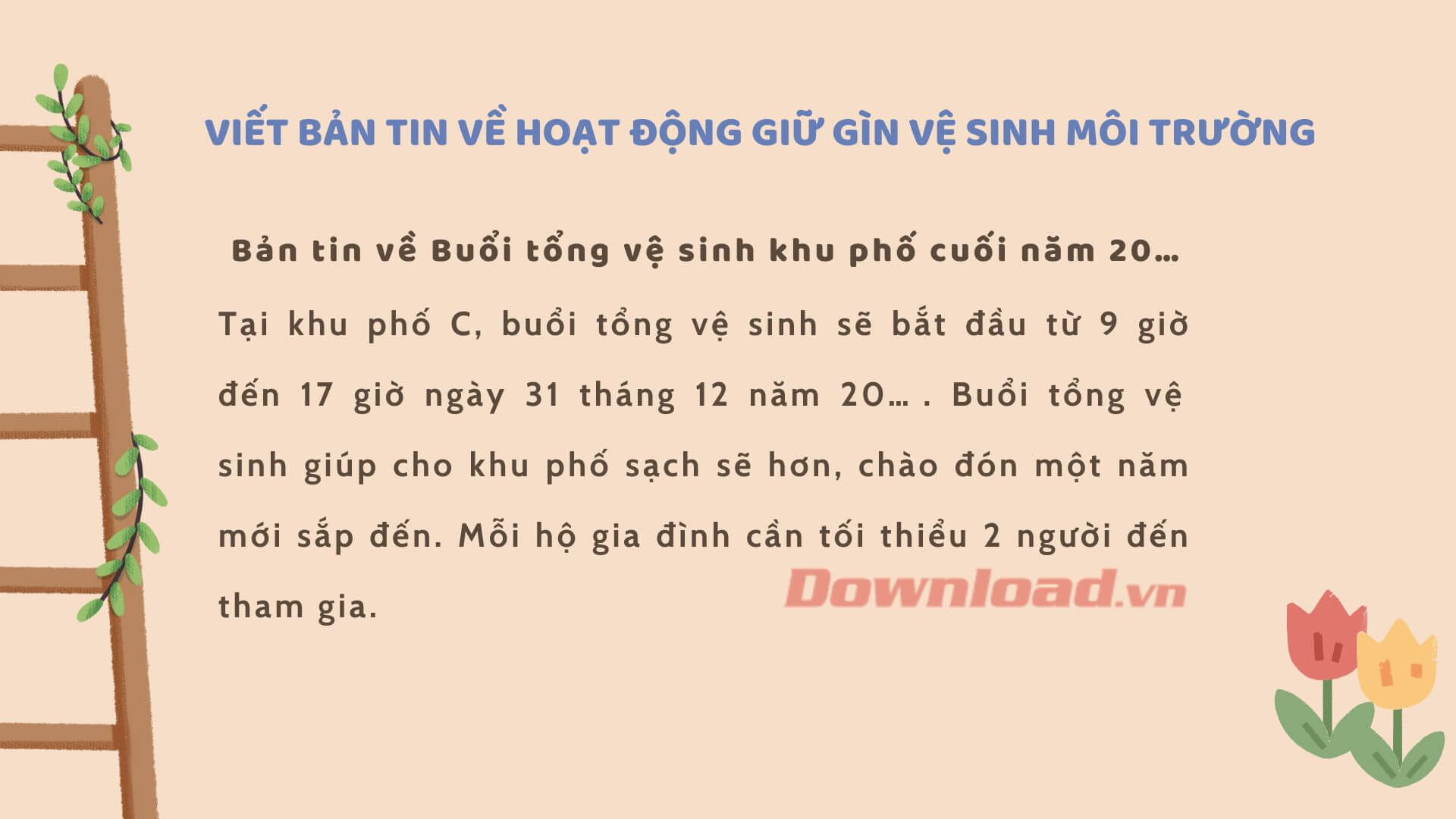 Bản tin về hoạt động giữ gìn vệ sinh môi trường