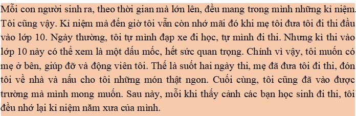 Kỉ niệm sâu sắc nhất của tôi
