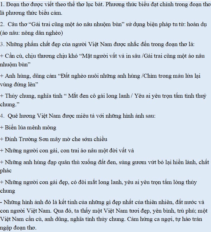 Đọc hiểu bài thơ "Việt Nam quê hương ta"