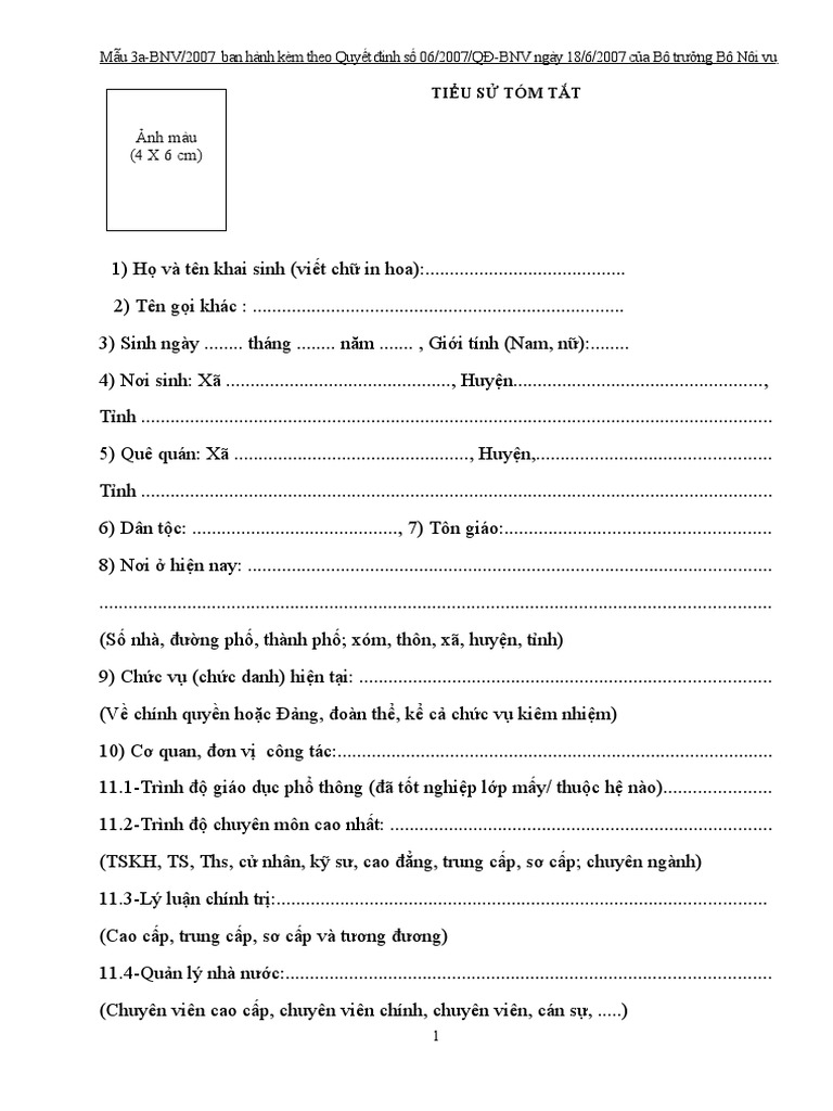 Viết Tiểu Sử Tóm Tắt Về Bản Thân Gallery 2