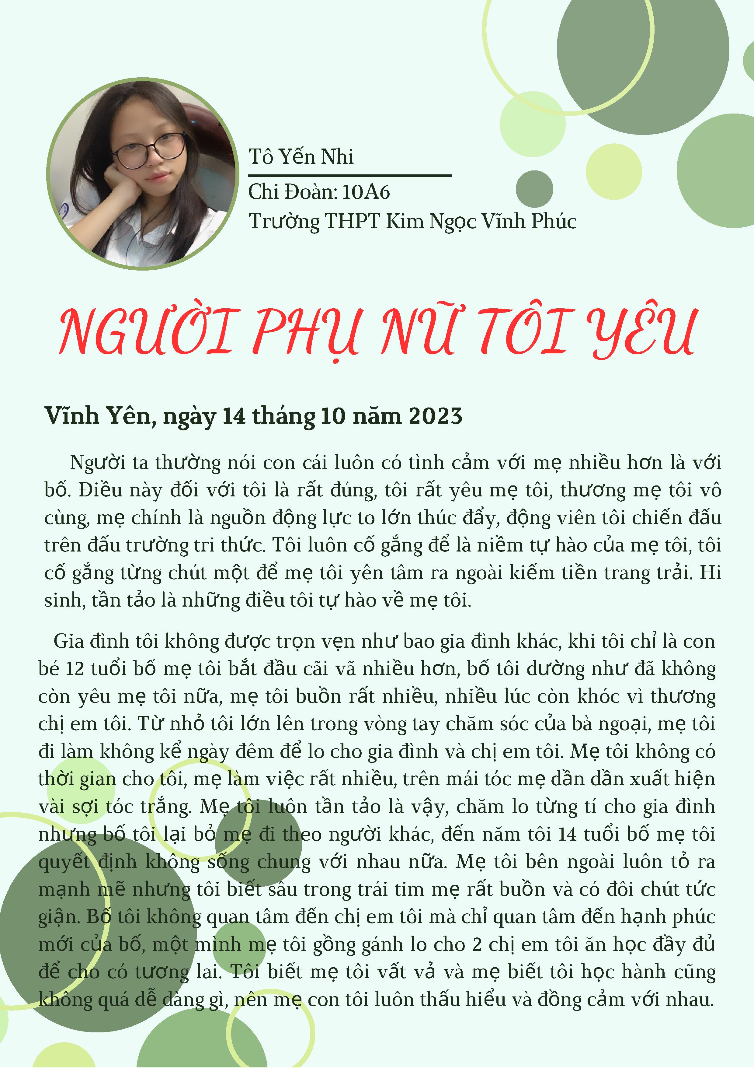 Viết về người phụ nữ tôi yêu ngắn nhất