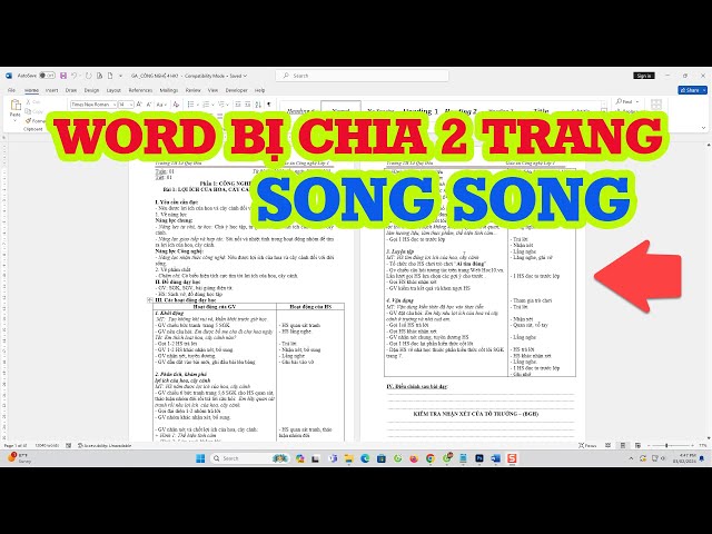 Word bị chia thành 2 trang song song