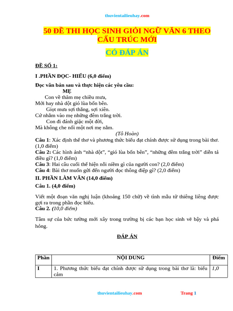 Đề thi HSG Văn 6 theo hướng phát triển năng lực Gallery 1