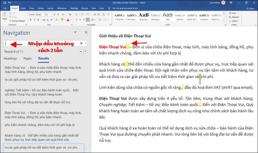 Cách sửa khoảng trống trong Word Gallery 2