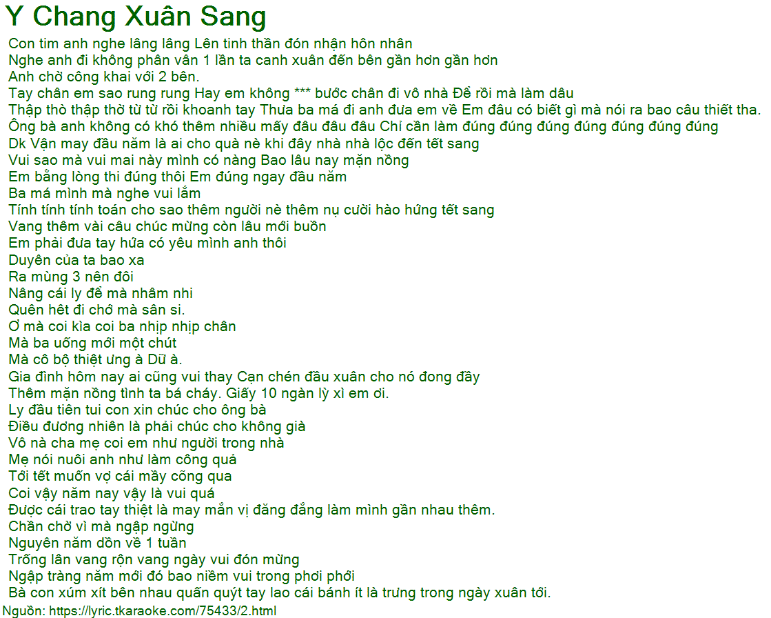 Y Chang Xuân Sang Lời