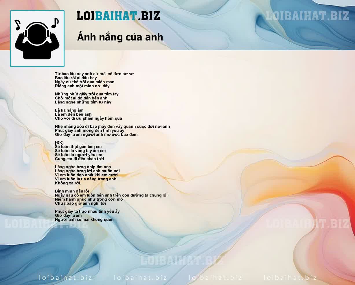 Lời Bài Hát Ánh Nắng Của Em Gallery 2