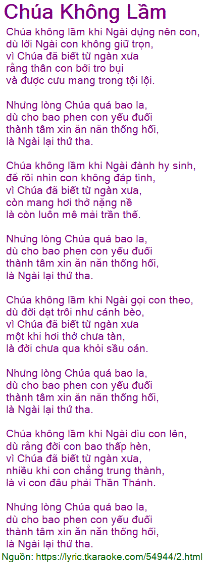 Lời Bài Hát Chúa Không Lầm Gallery 1
