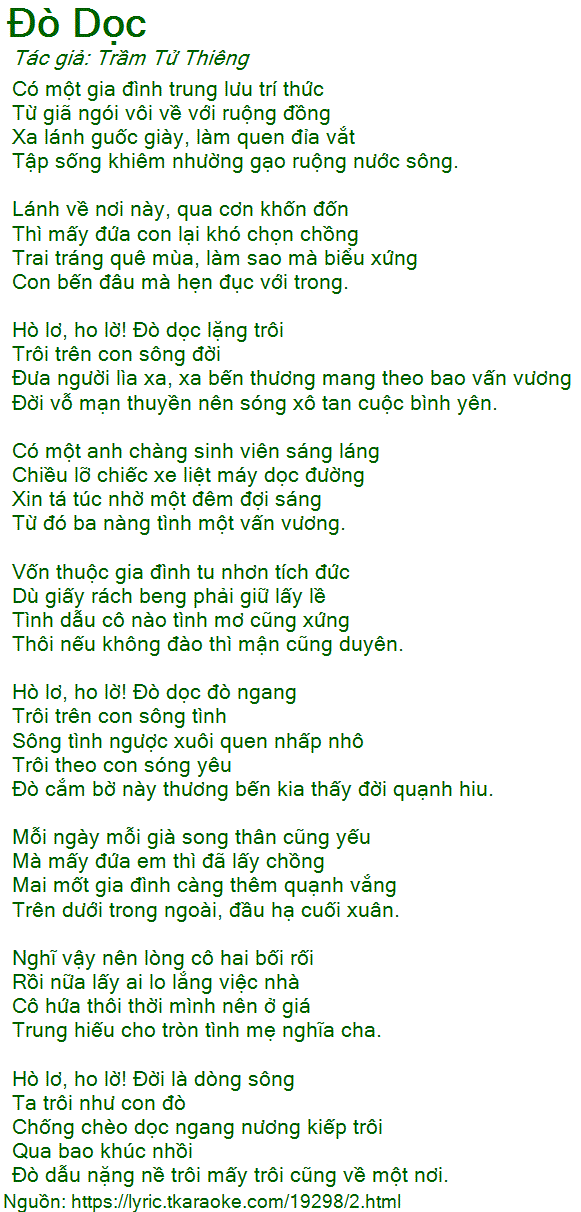 Lời Bài Hát Đò Dọc Gallery 2