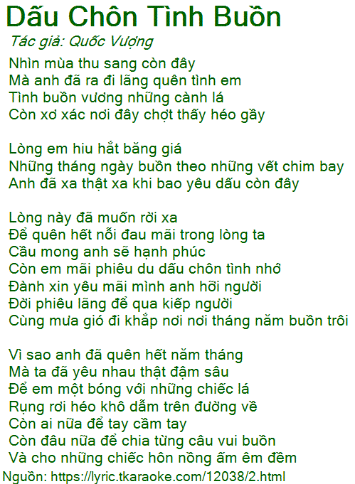 Lời Bài Hát Dấu Chôn Tình Buồn Gallery 2