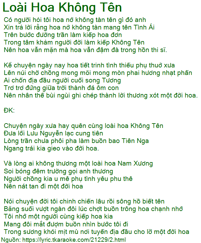 Lời Bài Hát Loài Hoa Không Tên Gallery 2