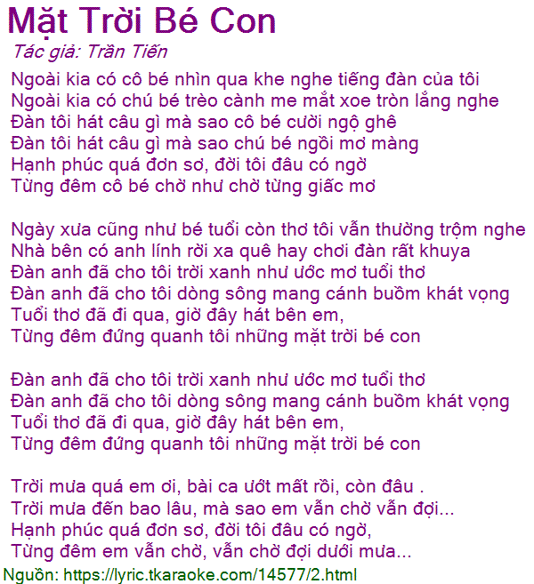 Lời Bài Hát Mặt Trời Bé Con Gallery 2