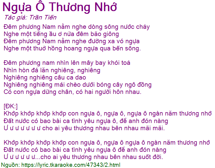 Lời Bài Hát Ngựa Ô Thương Nhớ Gallery 2