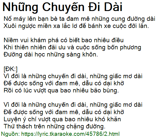 Lời Bài Hát Những Chuyến Đi Dài Gallery 2