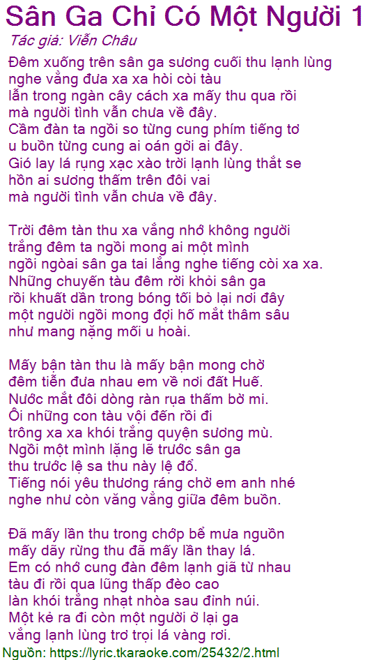 Lời Bài Hát Sân Ga Vắng Con Tàu Gallery 2